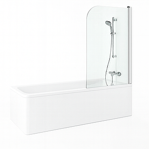 Штора для ванної KO&PO 140х80 см поворотна хром прозоре скло 6 мм