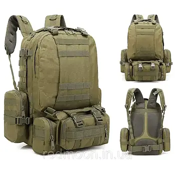 Рюкзак тактичний з підсумками 55 л, (53х35х22 см), B08, Олива/ Армійський рюкзак / Туристичний рюкзак