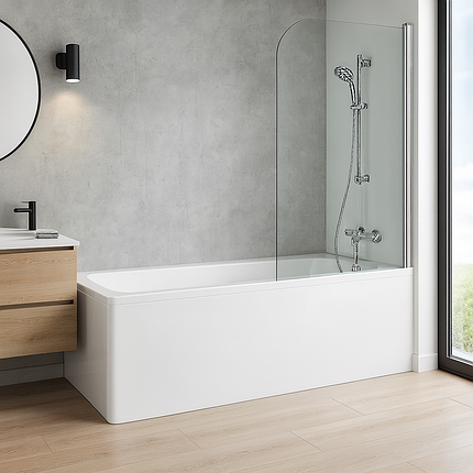 Штора для ванної KO&PO 140х80 см пряма хром прозоре скло 6 мм, фото 2