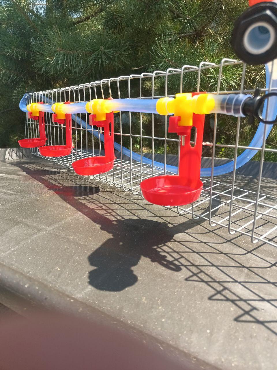 Комплект ніпельних поїлок для клітини 8 поїлки на 2 яруса або 2метри для перепілок , кур , бройлерів, фото 1