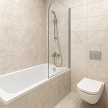 Штора для ванної KO&PO 140х80 см пряма хром прозоре скло 6 мм, фото 3