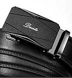 Чоловічий шкіряний ремінь автомат із двома пряжками. Чоловічий подарунковий набір у коробці (чорний), фото 2