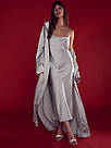 Шовковий халат Victoria's Secret Luxe Satin Long Robe Довгий, Сірий, фото 4