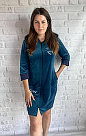 Гарний молодіжний батальний велюровий халат жіночий 50-56 р доставка з України Укрпочта, НП