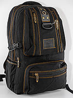 Брезентовий(джинсовий) великий рюкзак GoldBe! на 34л Чорний