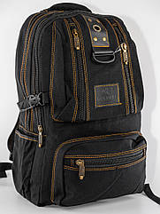 Брезентовий(джинсовий) великий рюкзак GoldBe! на 34л Чорний