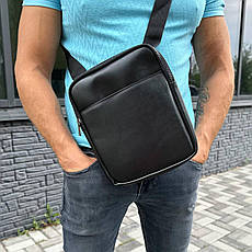 Чоловіча сумка через плече месенджер Solo чорна 3 відділення, фото 4