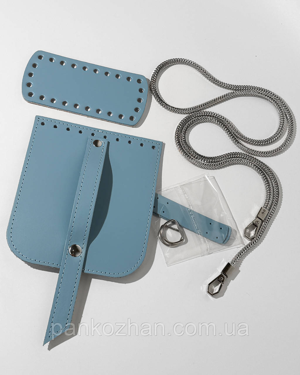 Набір шкіряної фурнітури для МК Mini Bag лазурний, натуральна шкіра, фото 1