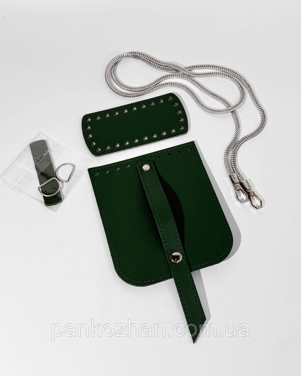 Набір шкіряної фурнітури для МК Mini Bag зелений,  натуральна шкіра, фото 1
