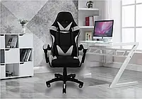 Геймерське ігрове крісло комп'ютерне GT Play спортивне для пк з подушками розкладне сіре, фото 9