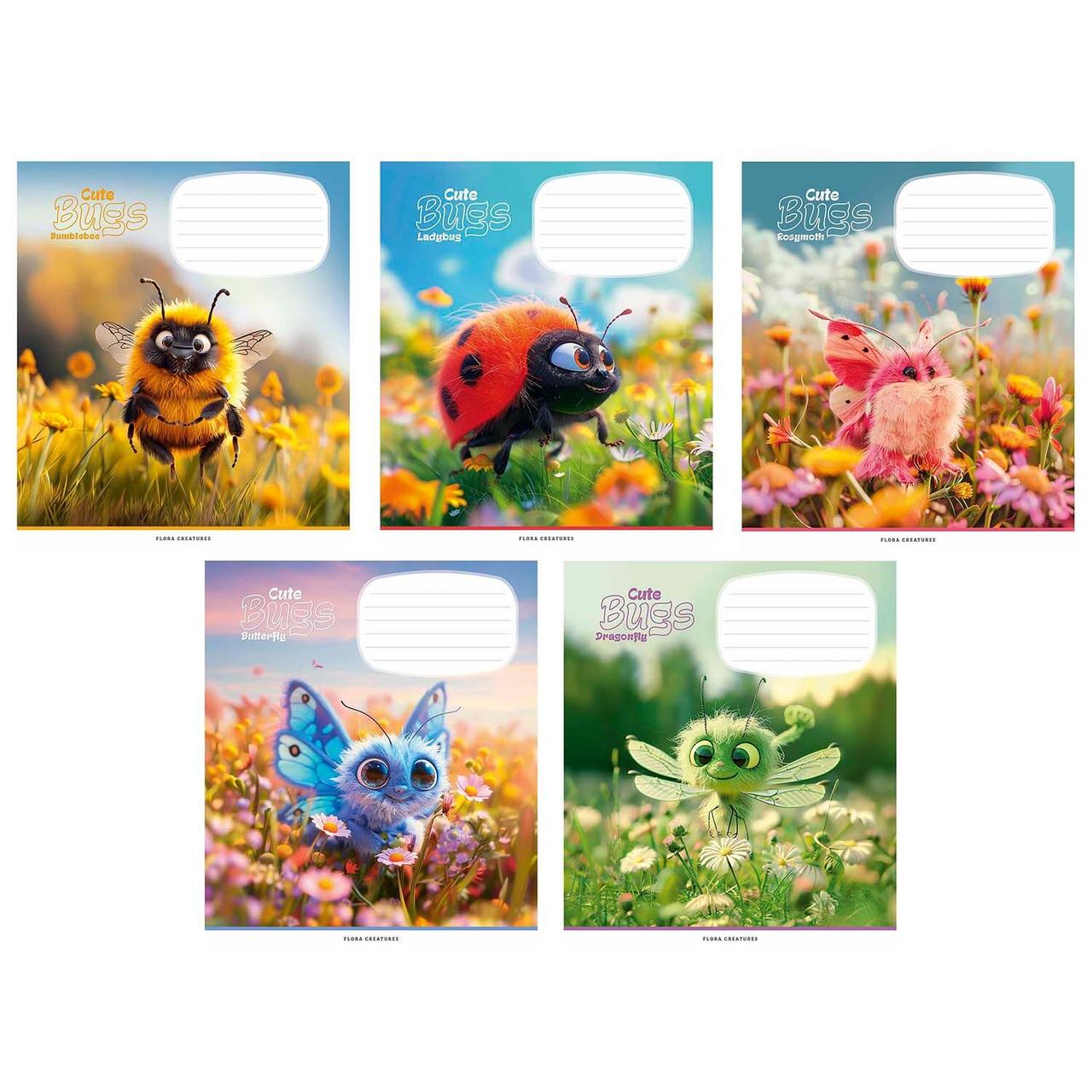 Зошит 12арк. кос.лін. Школярик "Cute bugs" ВД-лак №012-3462C(30)(300), фото 1