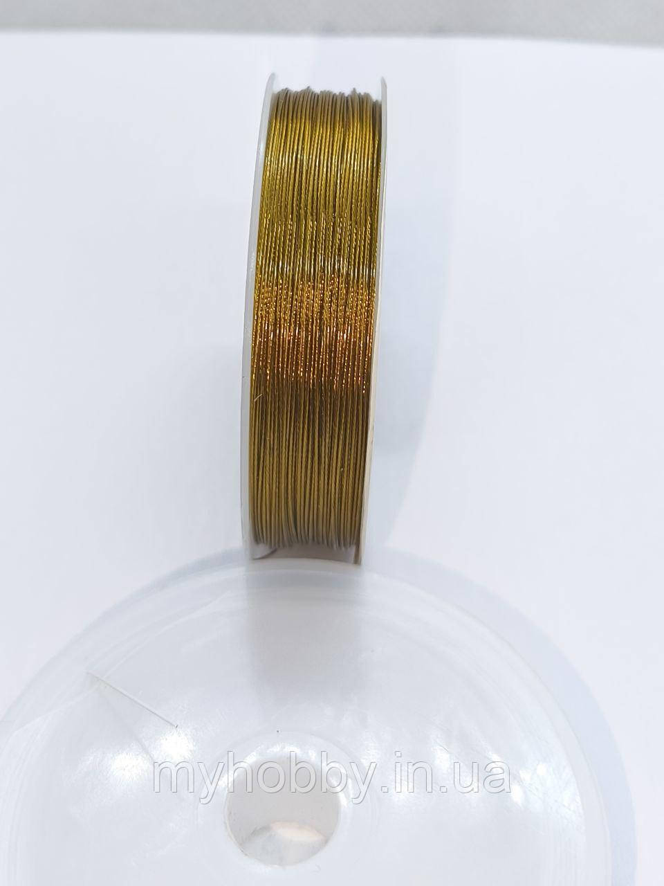 Ювелірний тросік 0,45мм колір Золотистий -5м відрізок, фото 1