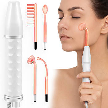 Косметологічний дарсонваль + 4 насадки, від мережі 220В, LZ 006A / Апарат для догляду за шкірою обличчя та тіла