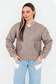 Жіноча утеплена коротка стьобана куртка Ліра, плащівка Монако, утеплювач Тінсулейт 120 бежева