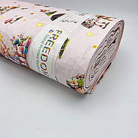 Турецька бавовняна тканина ранфорс digital "Дівчатка в різних вбраннях на блідно-рожевому" 240 см, фото 4