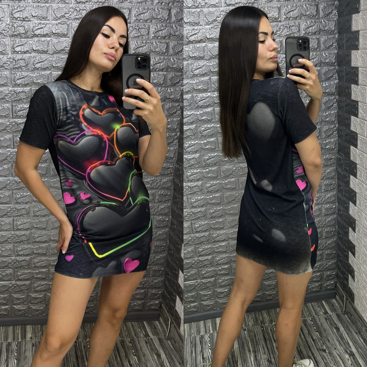 Жіноча сукня-футболка з прикольним принтом, фото 1