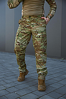 Демісезонні штани рипстоп мультикам водонепроникні з кишенями на липучках, Штани тактичні rip stop