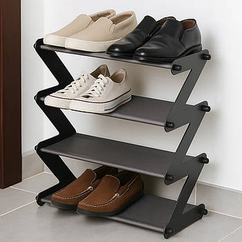 Полиця для взуття 4 яруси, 47,5х46х19см / Стелаж для зберігання взуття / Підставка для взуття в передпокій