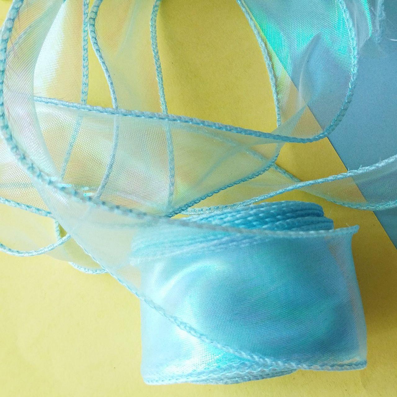 Органза з кантом завширшки 4 см №187 блакитний хамелеон, фото 1