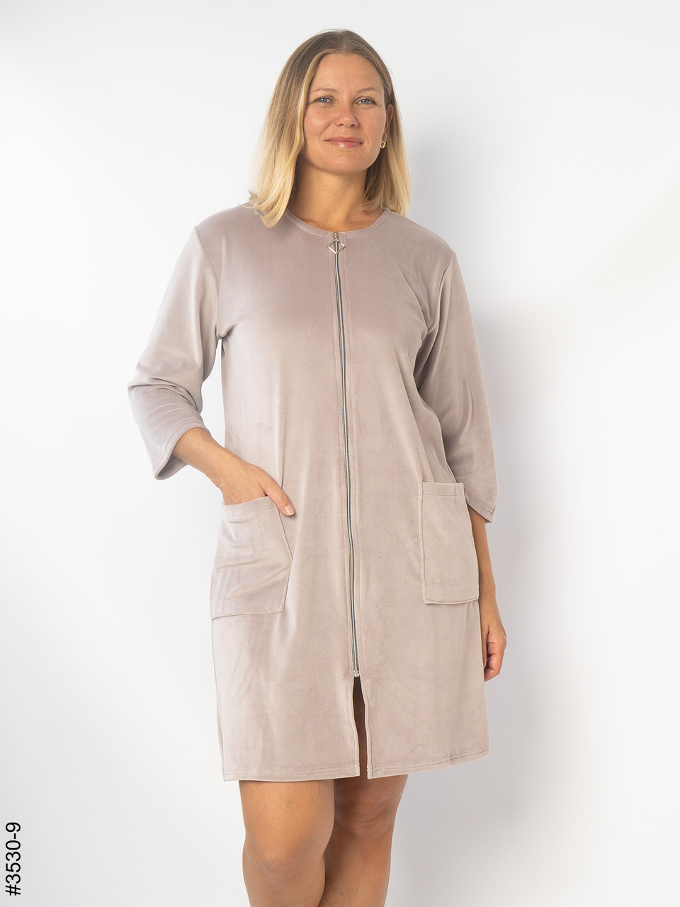 3530-9 Халат жіночий на блискавці напівбатал (3 од: 48,50,52), фото 1