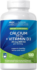 Кальцій+вітамін D3 Rite Aid Calcium 600 мг + Vitamin D3 800 IU 500 капс.
