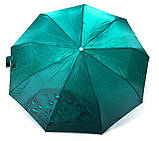 Парасоля SILVER RAIN жіноча напівавтомат на 9 спиць сатин бірюзова, фото 2