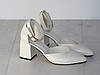 Туфлі на стійкому підборі жіночі шкіряні молочного кольору 40р, фото 6