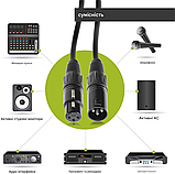 Кабель BEMERO XLR 10 м, мікрофонний, балансний, 3-контактний, чорний, з липучкою, фото 3