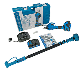 Секатор акумуляторний KRAISSMANN 31 AGS-BL 20/2 і подовжувач 2.5 м (2 АКБ+зарядний + кейс + 2 компл. ножів)