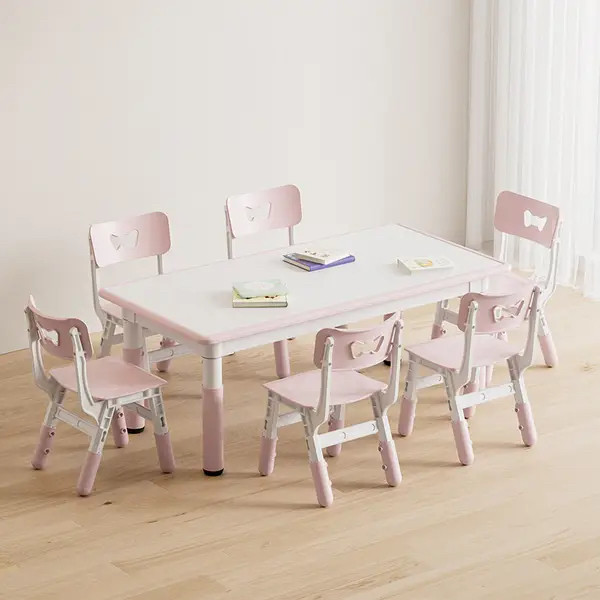Регульований столик з мольбертом Terrio та 6 стільці ( Рожевий), фото 1