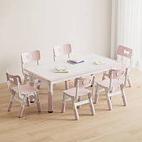 Регульований столик з мольбертом Terrio та 6 стільці ( Рожевий)