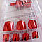 Накладні нігті 24 шт. червоні, дзеркальні + клейові стики, типси для пальців ніг, фото 5