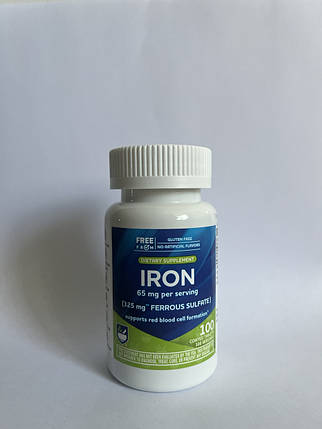 Залізо Rite Aid Iron Ferrous Sulfate 65 mg 100 таб., фото 1