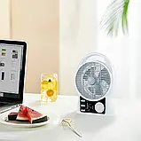 🤍Вентилятор портативний N288 8", радіо, BT, сонячна панель, 2 LED лампи, 2 швидкості, 6Вт USB 3.2V/5500 мАч, фото 4