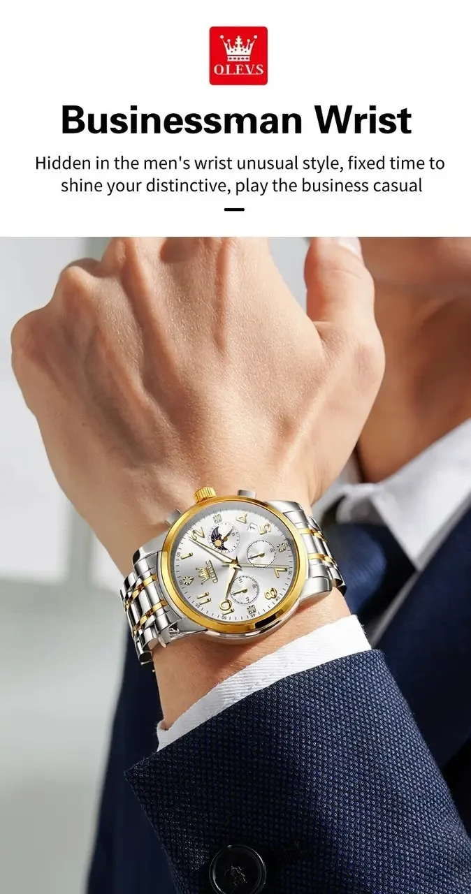 Olevs 3628 чоловічий годинник преміум якості, фото 1