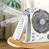 🤍Вентилятор портативний GD-8028/N283 8", радіо/BT, сонячна панель, LED лампа, 10Вт USB 3.2V/5500 мАч, фото 3