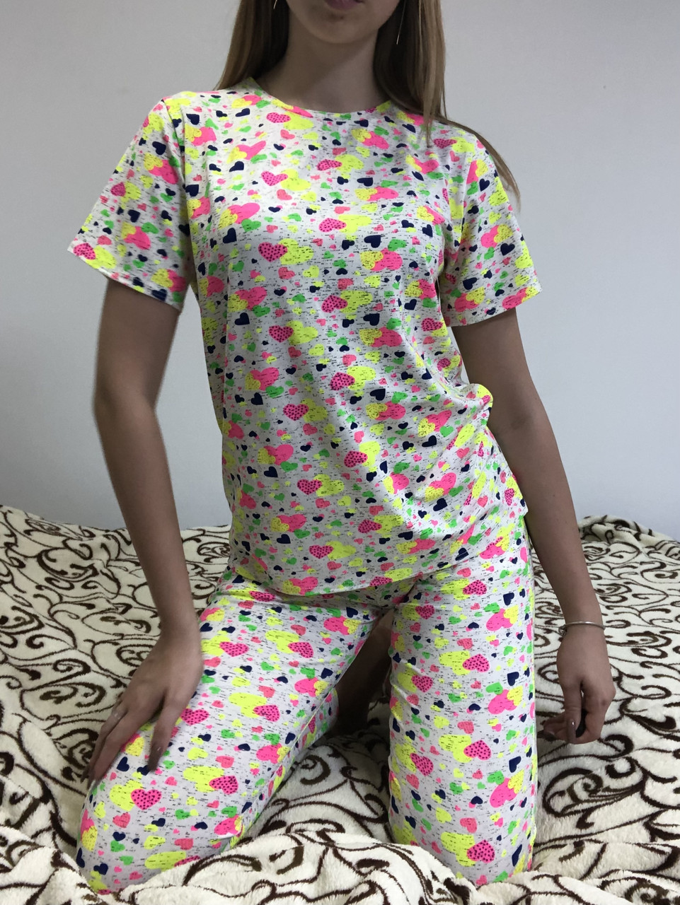 Жіноча піжама футболка і штани з принтом, фото 1