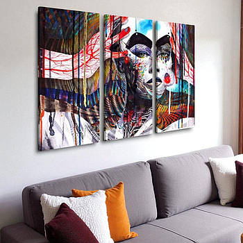 Модульна картина фотодрук на холсті Абстракція Дівчина 90х60 з 3-х частин