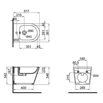 Біде підвісне Qtap Scorpio 515x360x345 White, фото 3