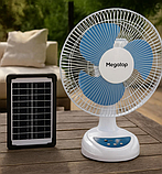 🤍Вентилятор портативний Megatop MG008 12", автооберт, сонячна панель, 2 LED лампи, 6Вт USB 3.2V/4500 мАч, фото 3