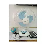 🤍Вентилятор портативний Megatop MG008 12", автооберт, сонячна панель, 2 LED лампи, 6Вт USB 3.2V/4500 мАч, фото 4