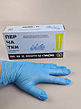Рукавички Вініл блакитний (100 шт.) розмір M (5 гм) (1 пачка), фото 3