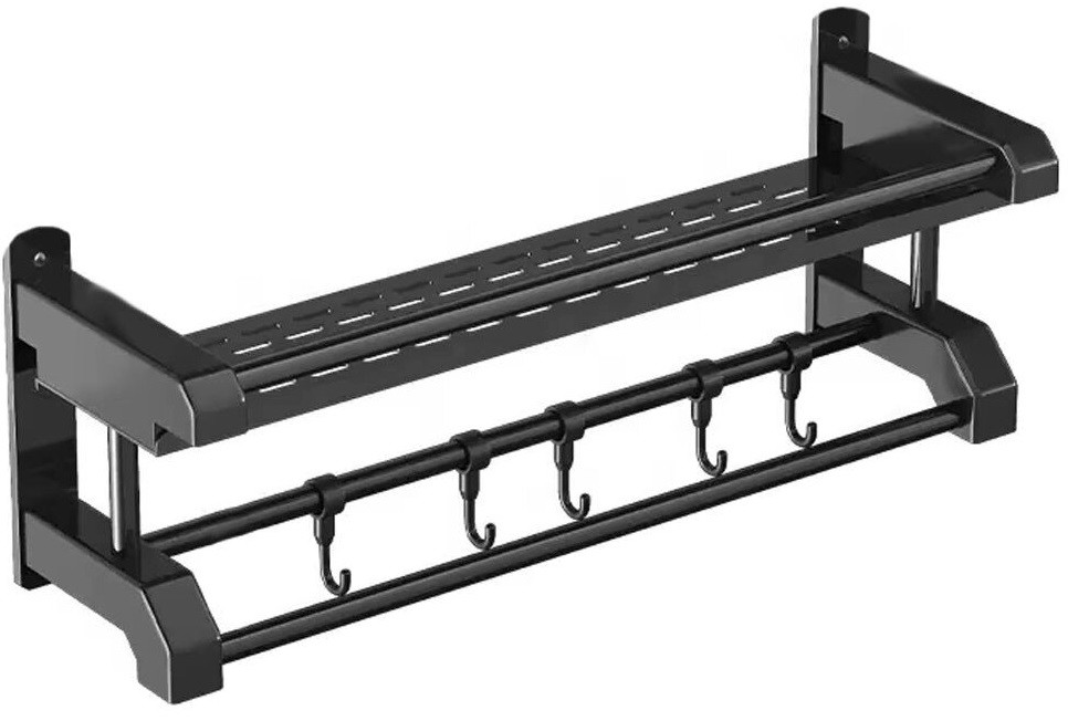 Полиця для ванної кімнати з вішалкою для рушників 105 58x12x15 см, фото 1