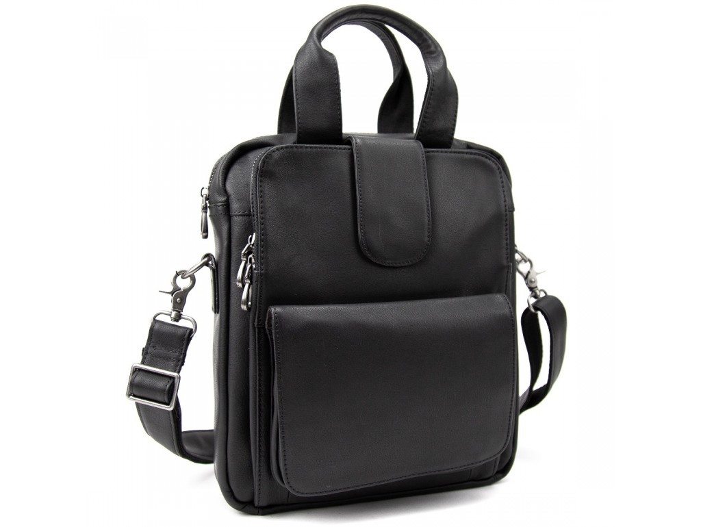 Чоловіча класична вертикальна сумка-месенджер через плече з натуральної шкіри, фото 1