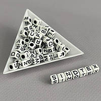 (20 г) Намистини пластикові куб АЛФАВІТ 6 мм - Білий мікс