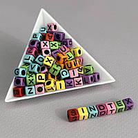 (20 г) Намистини пластикові куб АЛФАВІТ 6 мм - Кольоровий мікс