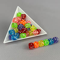 (20 г) Намистини пластикові, «Гральні кістки» 8 мм  - Кольоровий мікс