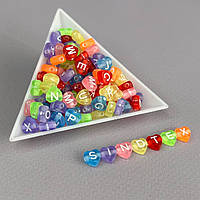 (20 г) Намистини пластикові, сердечка АЛФАВІТ 7 мм  - Кольоровий мікс