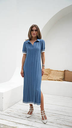 Базова жіноча сукня міді з короткими рукавами машинна в'язка Smof9467, фото 1