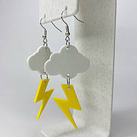 Сережки Finding Хмарка блискавка Білий жовтий 75 мм х 30 мм